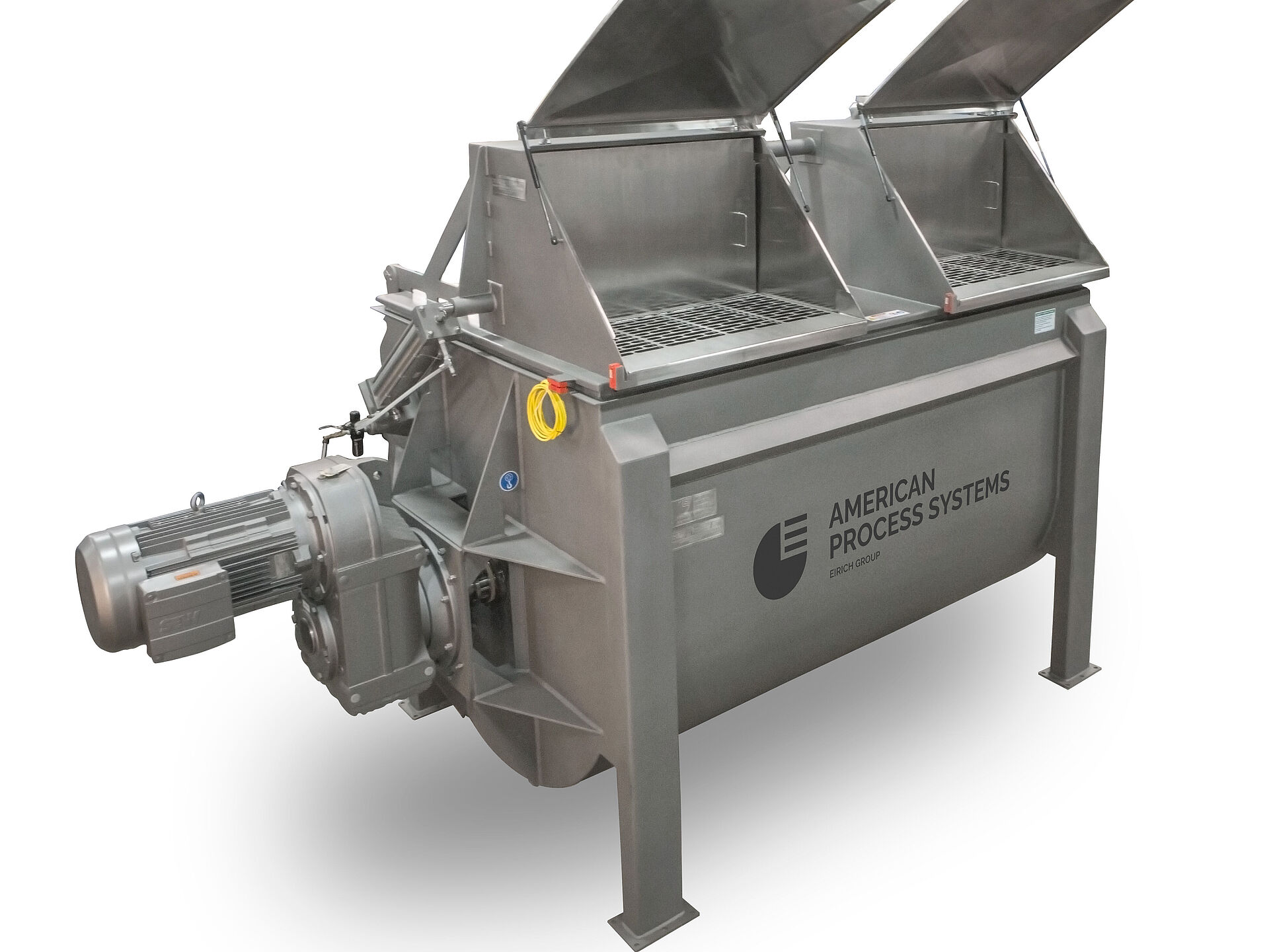 OptimaBlend fluidizing paddle blender with bag dump stations on cover Sanitary horizontal blenders from American Process Systems