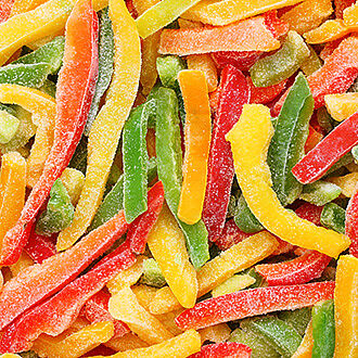 Frozen broccoli, bell peppers, cauliflower, and corn