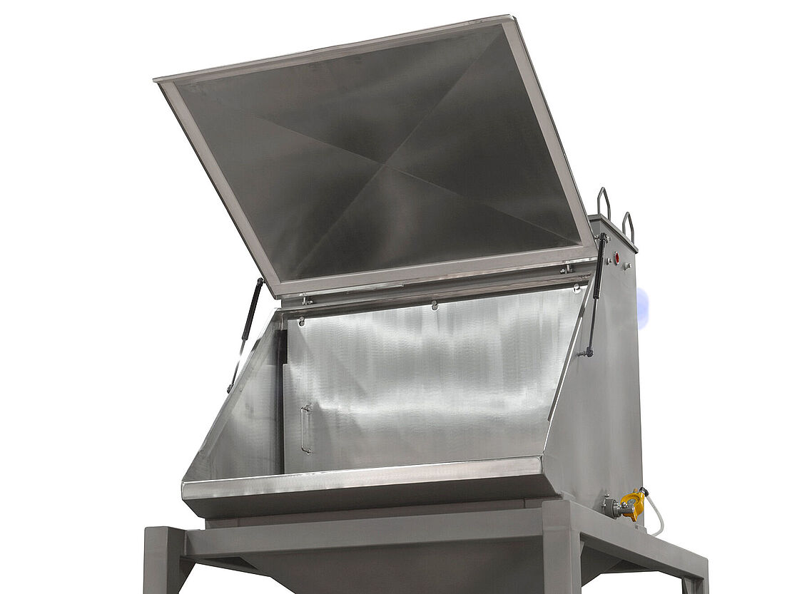 APS bag dump workstation with open cover Bag dump station from APS